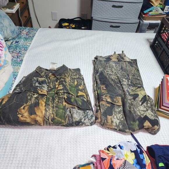 FIELDSTAFF & MOSSY OAK EUC MENS CAMMO HUNTING SHIRT & PANTS SET - Picture 1 of 14